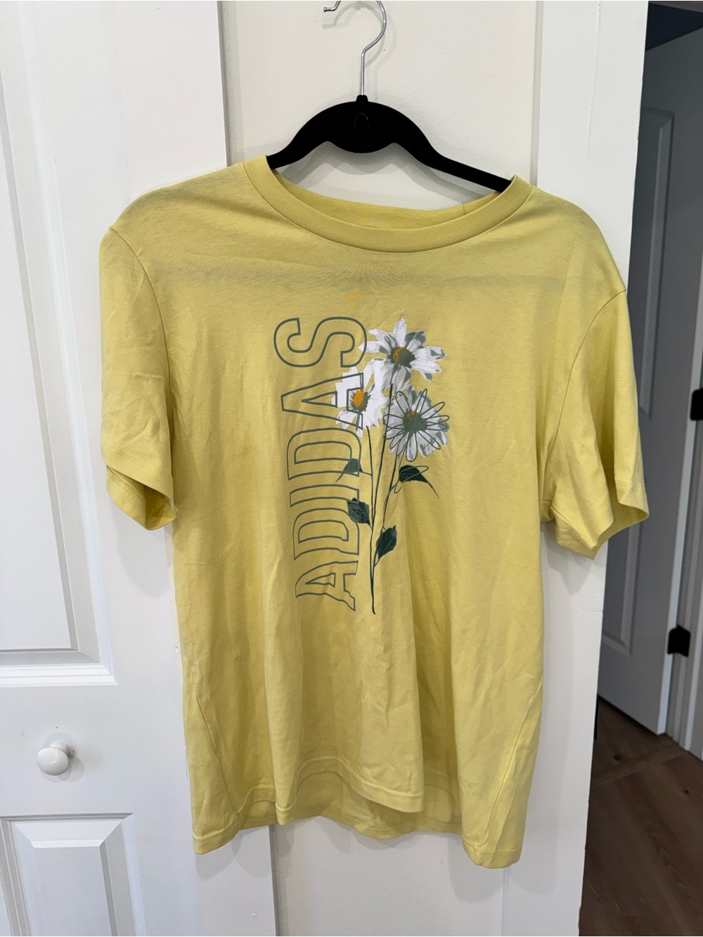 adidas Lemon Yellow Short Sleeve Tee with Daisy Graphic